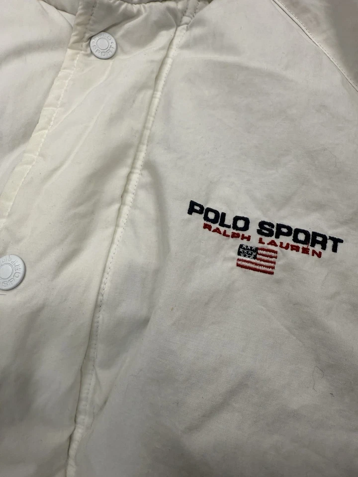 Polo deportivo vintage años 90 blanco acolchado azul marino raro cuadrado L como está Foto 4 de 4