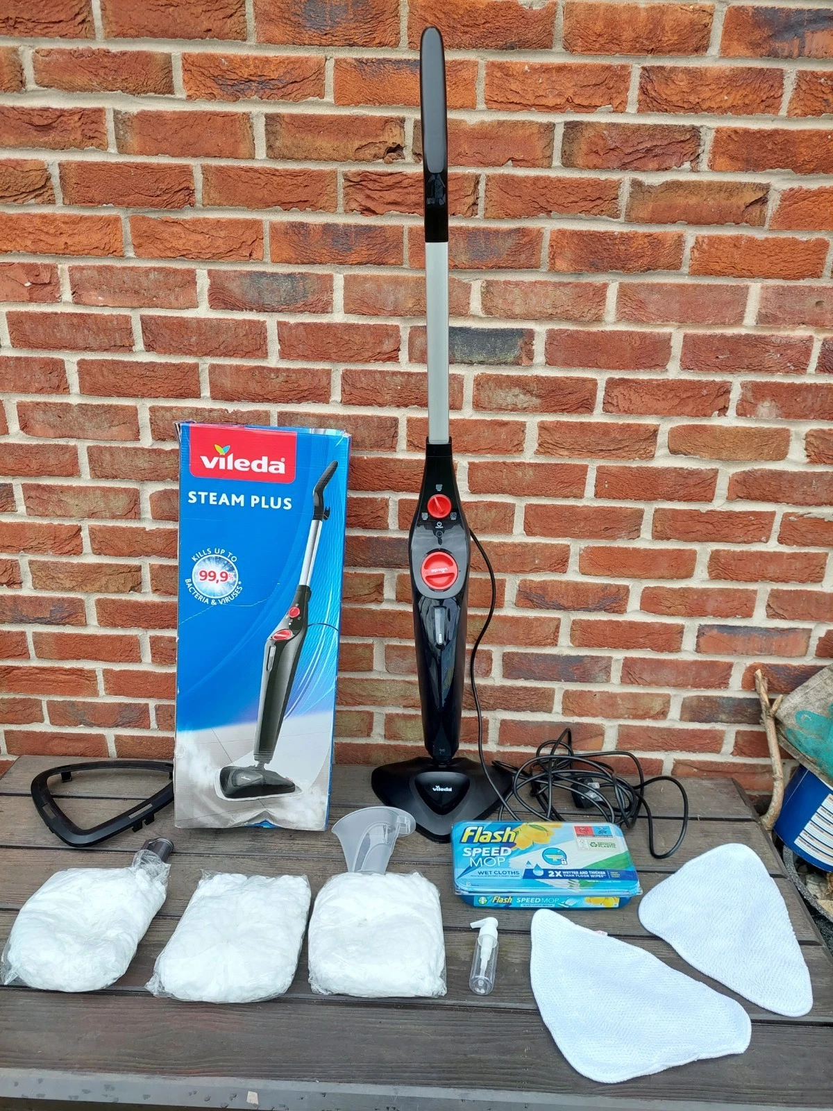 Vileda Steam Mop Steam Plus Black New Corded Electric Floor Steamer