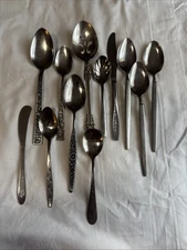 Lot Of 12 Pieces Vintage Stainless  Flatware Mixed Pieces Patterns Repurpose