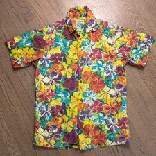 Vtg 50s Alfred Shaheen Shirokiya Made in Hawaii Shirt Cotton Selvedge Floral M