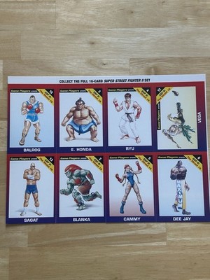 Game Players Street Fighter ll Uncut  Card Sheet Of 8 Cards AS SHOWN IN PICTURE
