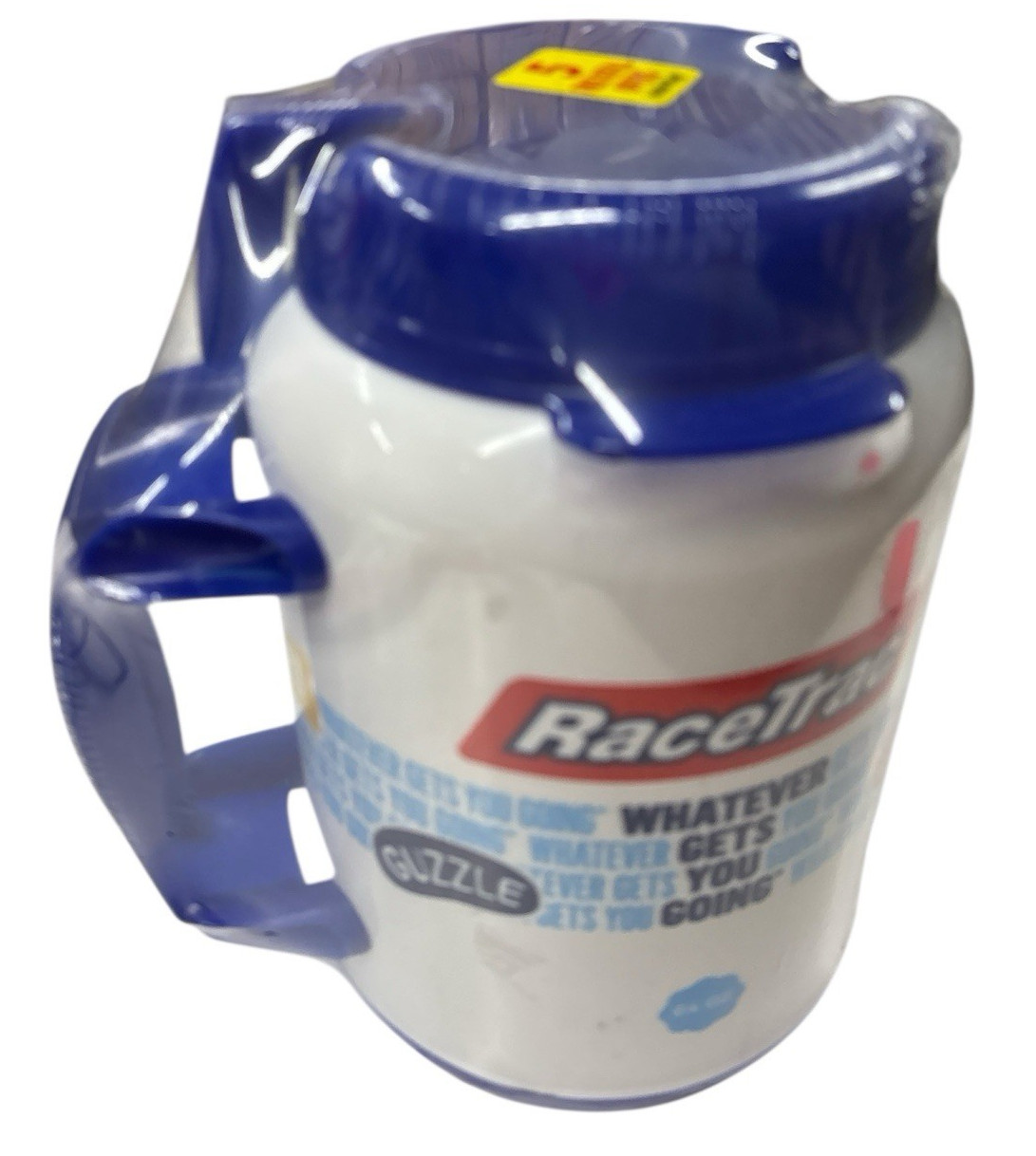 RaceTrac Whirley 64 oz Cold Insulated Jumbo Travel Mug w/Straw White & Blue