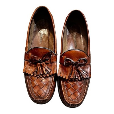 Johnston & Murphy Men's Lofers Dress Shoes Brown Leather Tassel, Size 10.5