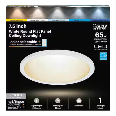Feit Electric 7.5 in. Integrated LED Flush Mount White Flat Panel Ceiling Light