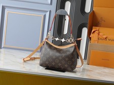 Monogram Hobo Shoulder Bag Decorative Chain Women Crossbody Underarm Handbag