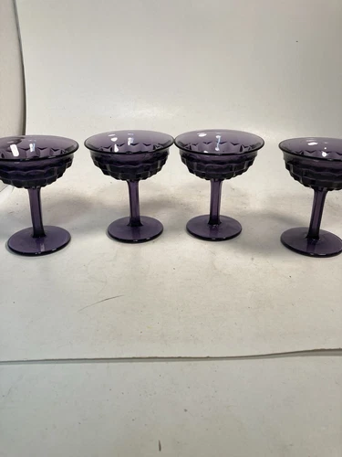 Fostoria American, sherbet bowls, ice cream, Purple, TALL, FLARED stem, Set of 4