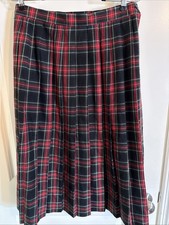 Vintage Pleated Requirements Petite Midi Skirt Red Tartan Sz 12