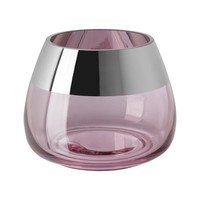 Fink Teelichthalter Ø15 Cm Rosefarben Glas Windlicht Kerzenhalter Mit Silberrand