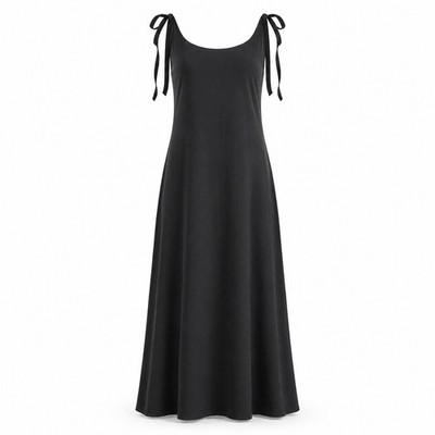 Lulus Maxi Dress M Polyester Minimalist Tie Strap Side Slit Wedding Guest Chic