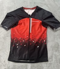 Louis Garneau Cycling Jersey Red Black Course Full Zip Made In USA XL See Pics