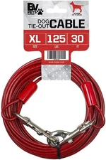 BV Dog Tie Out Cable 30 Feet - Heavy Duty Dog Lead up to 125 Pounds - Reflective