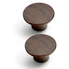 Chinese-Style Round Cabinet Door Handles Single-Hole Wood Knobs 2 Pack