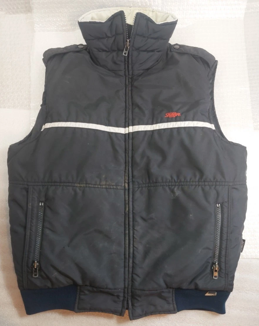Vtg Snuggler Down Pufer Ski Vest Mens Sz 44 Or XL Jacket Black Outdoor Sportsman