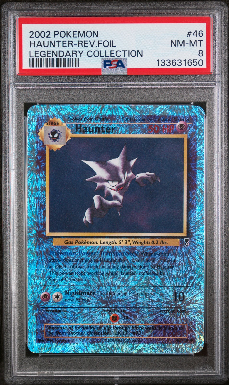 2002 POKEMON LEGENDARY COLLECTION #46 HAUNTER-REVERSE FOIL PSA 8