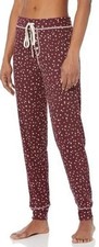 PJ Salvage My Friend Spot Lounge Pajama Jogger Pants Women  s XS Burgundy NWT