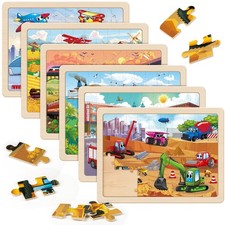 New Best SYNARRY Wooden Vehicle Puzzles for Kids Ages 4-6, 6 Packs 60 PCs Jigsaw