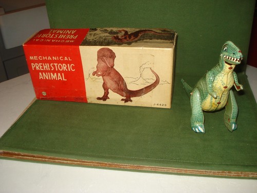 1961 LINEMAR (MARX)  T-REX - DINOSAUR PRE-HISTORIC ANIMAL, IN BOX, TIN, WIND UP