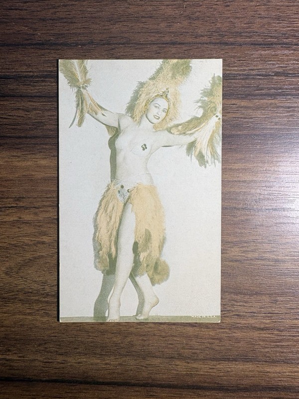Vintage 1940s Exhibit Supply Arcade Card Burlesque Showgirl Fan Dancer Pin Up
