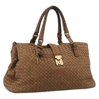 BOTTEGA VENETA INTRECCIATO Hand Bag Leather Brown Gold 171265 Auth 185676