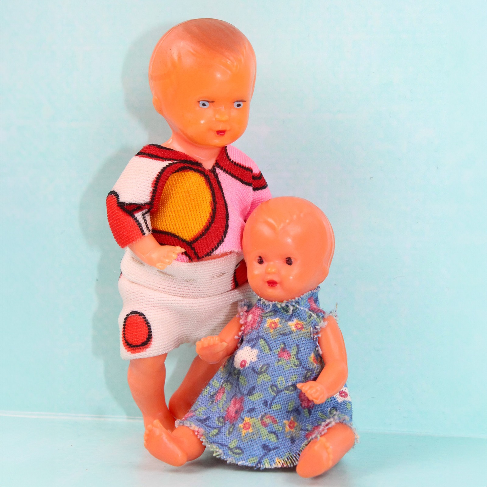 Alte Puppenhaus Puppen E.S. W. Germany Babypuppe Celluloid, Vintage 50er 60er