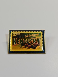 Greetings From Kentucky USA 37 Cent Postage Stamp Lapel Pin