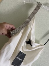 FOREVER 21  LAYER SPARKS CRYSTAL ONE SHOULDER CLUB HOLIDAY PARTY WHITE DRESS NWT