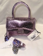 Mini borsa a mano di lusso modello effetto pelle di serpente lilla con tracolla a catena prezzo consigliato £ 24