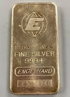 Engelhard 10 Troy Ounce 999+ Fine Silver Bar C520940 toned L24045
