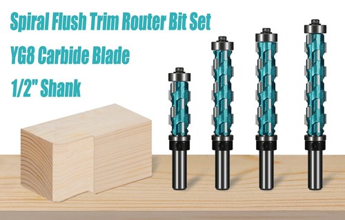 1/2'' Shank Spiral Flush Trim Router Bit Double Bearing Carbide Milling Cutter - Bild 3 von 17