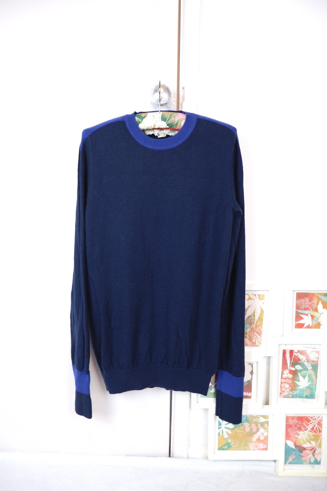 Boden Mens 100% soft wool lightweight jumper Sweater navy blue merino pullover