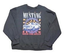 Ford Mustang Graphic Sweatshirt Womens XL Gray Southern Muscle Car Boyfriend