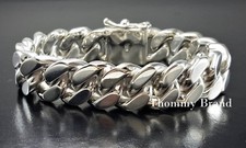 8" Hombre Sólido 925 Plata de Ley Eslabones Cubano Cadena 15mm Heavy Pulsera 98g