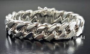 Mens Solid 925 Sterling Silver Cuban Curb Link 15mm Wide 8 Heavy Image Is Loading Mens Solid 925 Sterling Silver Cuban Curb Link