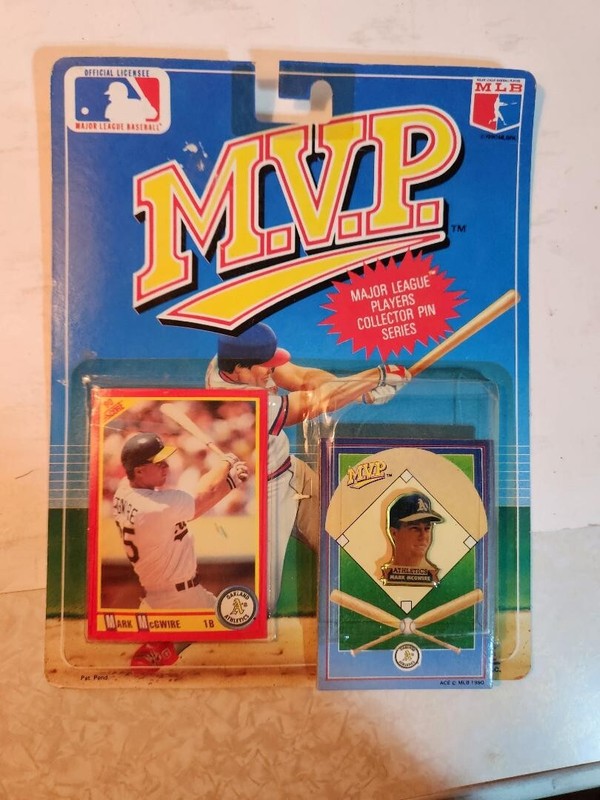 Mark McGwire 1990 Ace Novelty MVP Score Baseball Card & Pin Set Oakland Carded