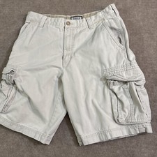 Izod Men Khaki Cargo Shorts 32 Waist 10  Hook And Loop Pocket