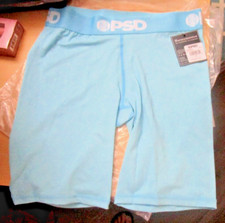 M NEW NWT PSD UNDERWEAR HIGH RISE BIKER SHORTS YOGA FITNESS AQUA BLUE 30 8.5"