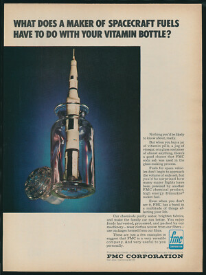 NASA Saturn V Rocket FMC Dimazine Rocket Fuel Vintage Magazine Ad 1972