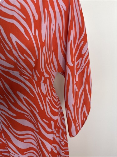 CAbi Women's SAUNTER #5795 Dress Orange & Lavender Zebra Print Sz XS Sleeve Midi - Picture 3 of 8