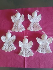 5 gehäkelte Engel Weihnachten Geschenk Dekoration 11 cm Verschiede Farben NEU!!!