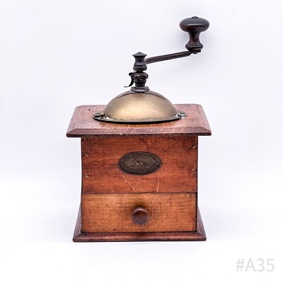 Antique French Peugeot Frères Valentigney Doubs Wooden Coffee Grinder