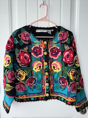 [90sヴィンテージ USA製] Michael Simon ハンド刺繍ベスト Vintage Michael Simon Will Spring Come Early? 1994 Sweater beaded