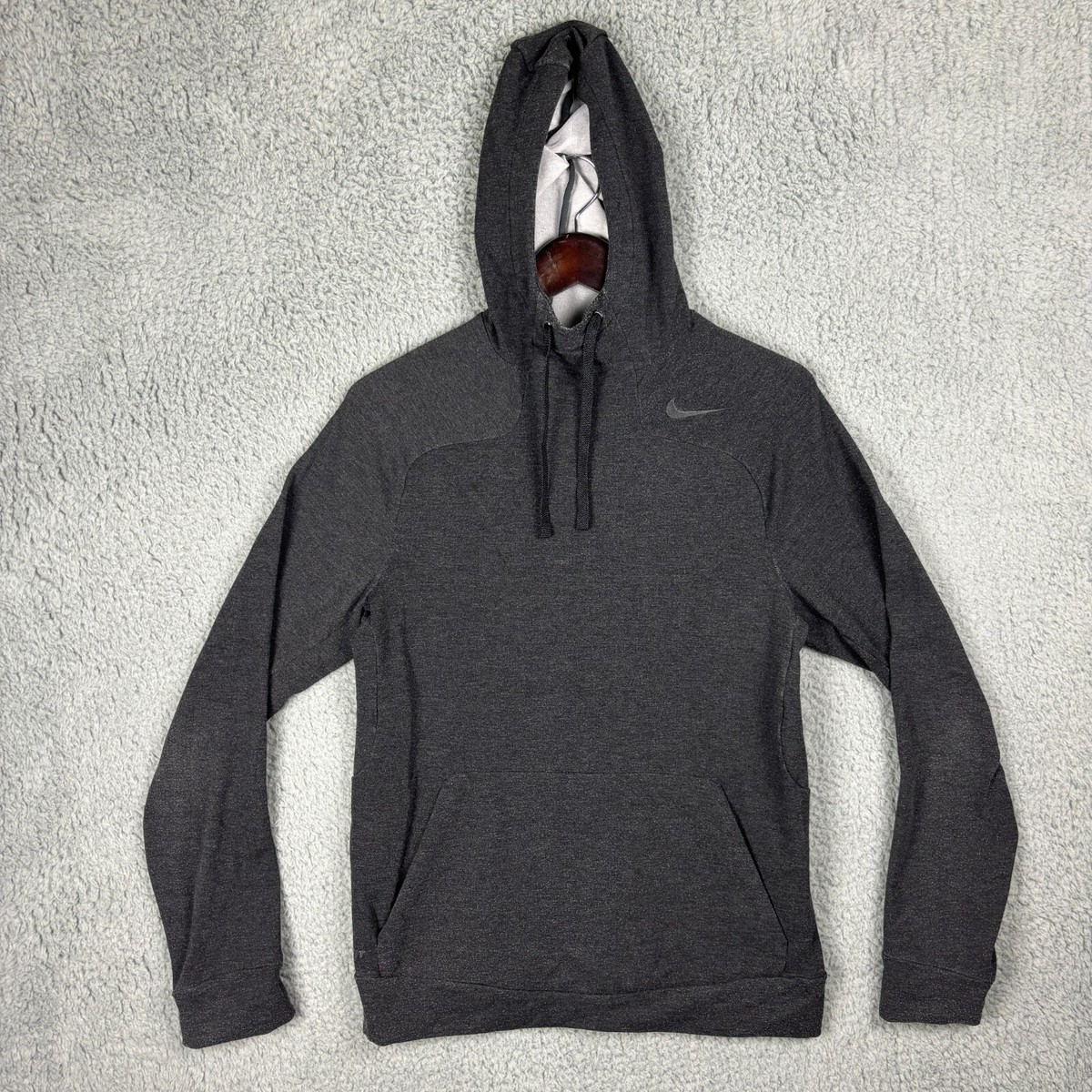 Nike Hoodie Sweatshirt Mens Small Gray Dri Fit Swoosh Pullover