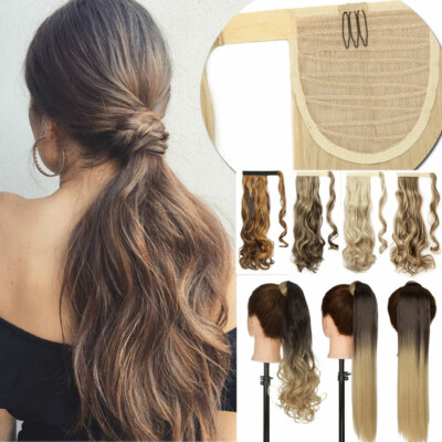 Hot Ombre Clip in Ponytail Hair Extensions Extention Real Natural Hair piece US