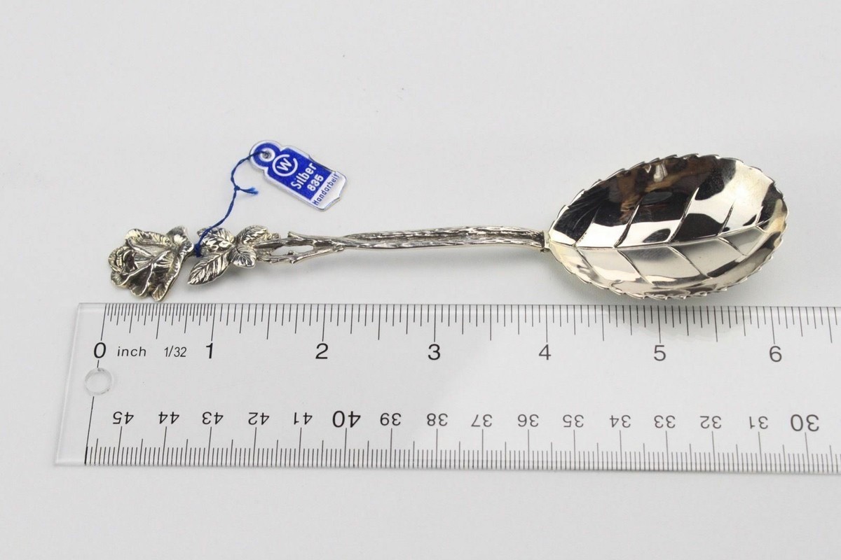 Christoph Widmann Spoons Rose Of Hildesheim 835 Silver Leaf Shaped