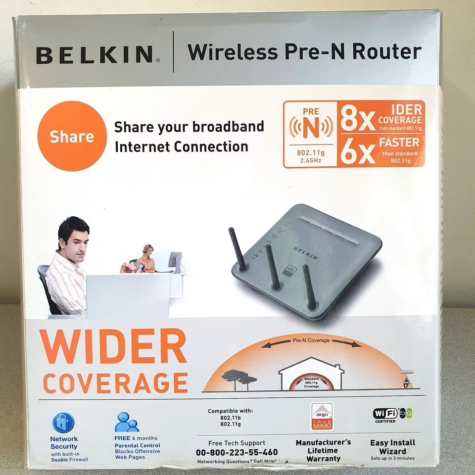 Belkin Wireless Pre-N Router F5D8230-4 Broadband Sharing Wide Coverage Internet - Image 2 of 4