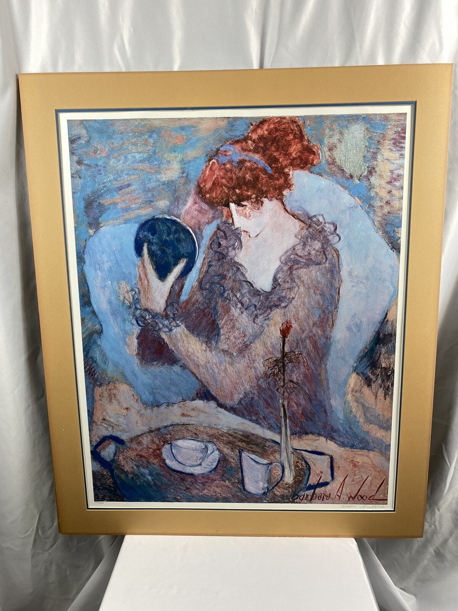 絵画 Barbara Wood Barbara Wood Rosebud Lady with Mirror Portrait Art Signed | eBay