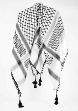 Shemagh Keffiyeh Arab Scarf Palestine Shami Kufiya White Black 100 Cotton