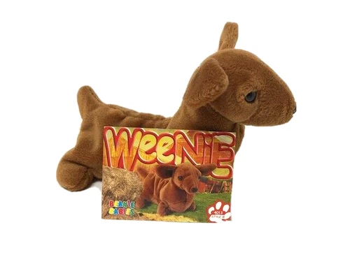 Vintage Ty Beanie Baby "Weenie" 1995, Bonus collectors card