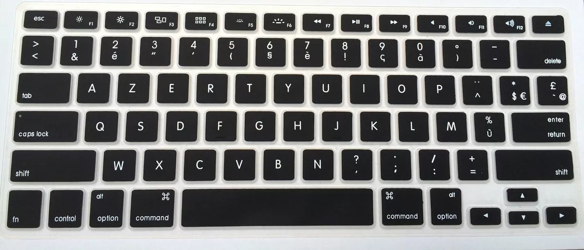 Protection Silicone conversion QWERTY => AZERTY Clavier US Noir