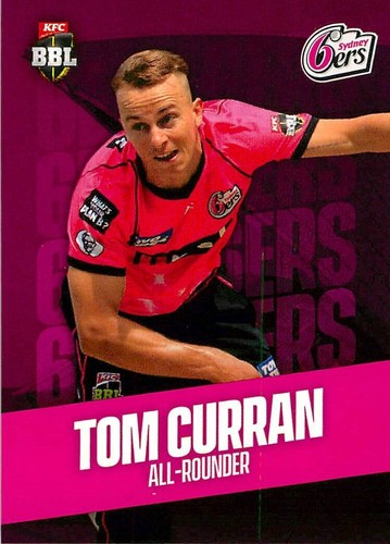 2019 2020 SYDNEY SIXERS BBL Cricket Card TOM CURRAN - Picture 1 of 2